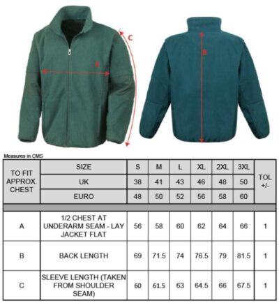 Herren 3-Lagen Softshell Jacke "Osaka" Result | R 131M Grössentabelle Herren 3-Lagen Softshell Jacke "Osaka" Result | R 131M Grössentabelle
