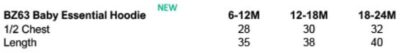 Baby Hoodie Babybugz | BZ 63 Grössentabelle Baby Hoodie Babybugz | BZ 63 Grössentabelle