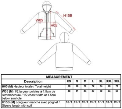 Kapuzen Sweatjacke Kariban | K 438 Grössentabelle Kapuzen Sweatjacke Kariban | K 438 Grössentabelle