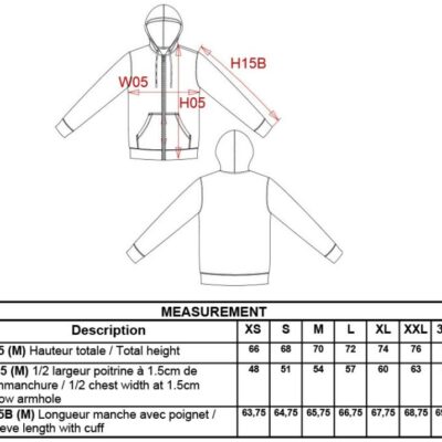 Kapuzen Sweatjacke Kariban | K 438 Grössentabelle Kapuzen Sweatjacke Kariban | K 438 Grössentabelle