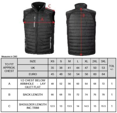 Hybrid Gilet "Compass" Result Recycled | R 238X Grössentabelle Hybrid Gilet "Compass" Result Recycled | R 238X Grössentabelle