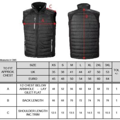 Hybrid Gilet "Compass" Result Recycled | R 238X Grössentabelle Hybrid Gilet "Compass" Result Recycled | R 238X Grössentabelle