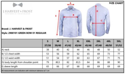 Hemd langarm bügelfrei J. Harvest & Frost | GB 01 Regular Men Grössentabelle Hemd langarm bügelfrei J. Harvest & Frost | GB 01 Regular Men Grössentabelle
