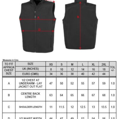 Damen 2-Lagen Softshell Gilet "Printable" Result Recycled | R 902F Grössentabelle Damen 2-Lagen Softshell Gilet "Printable" Result Recycled | R 902F Grössentabelle