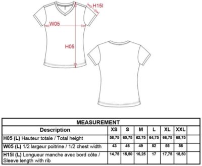 Damen Piqué V-Ausschnitt T-Shirt Kariban | K 394 Grössentabelle Damen Piqué V-Ausschnitt T-Shirt Kariban | K 394 Grössentabelle