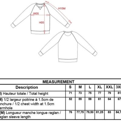 Herren Bio Raglan Sweater Kariban | K 480 Grössentabelle Herren Bio Raglan Sweater Kariban | K 480 Grössentabelle