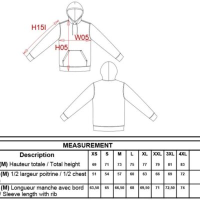 Schwerer Kapuzen Sweater Kariban | K 443 Grössentabelle Schwerer Kapuzen Sweater Kariban | K 443 Grössentabelle