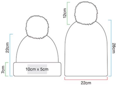 Melange Strickmütze mit Pompon Beechfield | B 480 Grössentabelle