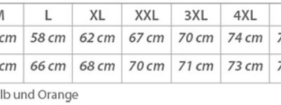 Vier Reflexstreifen Weste Korntex | KXVR – Hannover Grössentabelle