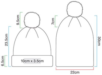 Strickmütze mit Streifen "Fan" Beechfield | B 473R Grössentabelle