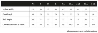 Allwetterjacke Tee Jays | TJ 9606 Grössentabelle Allwetterjacke Tee Jays | TJ 9606 Grössentabelle