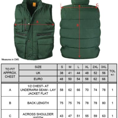 Bodywarmer Result | R 127X Grössentabelle Bodywarmer Result | R 127X Grössentabelle