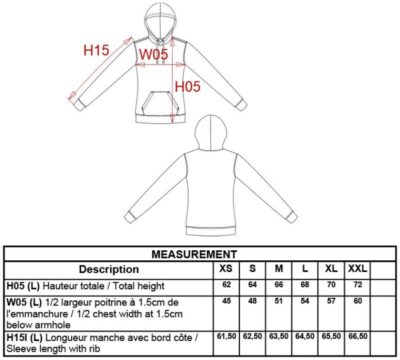 Damen Kontrast Kapuzen Sweater Kariban | K 465 Grössentabelle Damen Kontrast Kapuzen Sweater Kariban | K 465 Grössentabelle