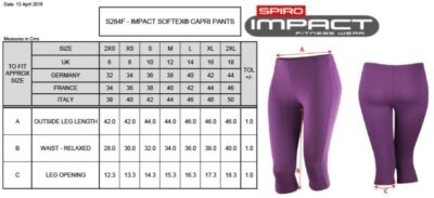 Damen Capri Hose Spiro | S 284F Grössentabelle