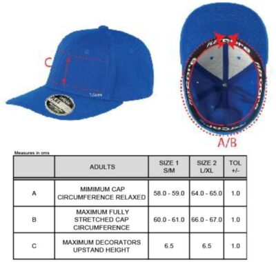 6 Panel Flex Kappe Result Headwear | RC 085X Grössentabelle 6 Panel Flex Kappe Result Headwear | RC 085X Grössentabelle