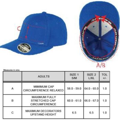 6 Panel Flex Kappe Result Headwear | RC 085X Grössentabelle 6 Panel Flex Kappe Result Headwear | RC 085X Grössentabelle