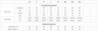 Popeline Bluse kurzarm Russell | 925F Grössentabelle