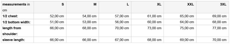 Herren Hybrid Sweatjacke Daiber | JN 1124 Grössentabelle Herren Hybrid Sweatjacke Daiber | JN 1124 Grössentabelle