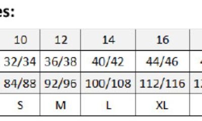 Tabardschürze "Colours" Premier | PR 171 Grössentabelle