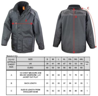 Vostex Workwear Parka Result Work-Guard | R 305X Grössentabelle Vostex Workwear Parka Result Work-Guard | R 305X Grössentabelle