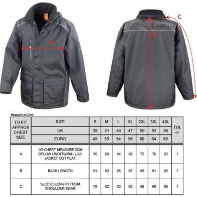 Vostex Workwear Parka Result Work-Guard | R 305X Grössentabelle Vostex Workwear Parka Result Work-Guard | R 305X Grössentabelle