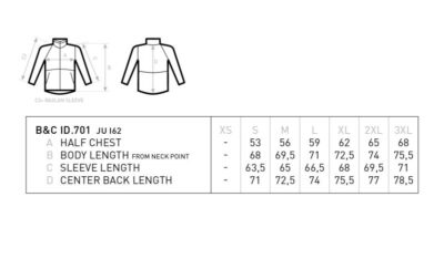 Herren 2-Lagen Softshell Jacke B&C | ID.701 Grössentabelle