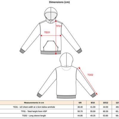Kinder Kapuzen Sweater Kariban | K 4014 Grössentabelle