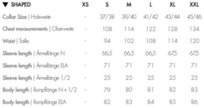Hemd langarm Seidensticker | Shirt Shaped LSL Grössentabelle