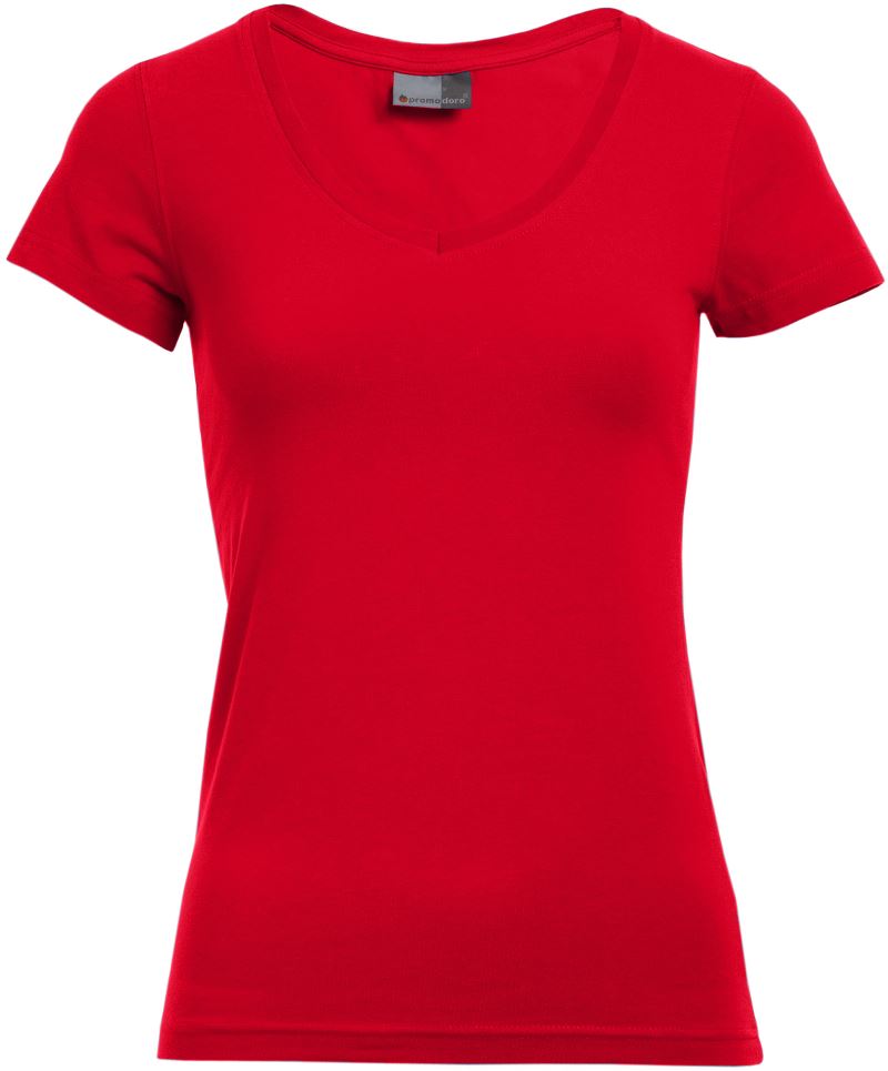 Damen Slim Fit V-Ausschnitt T-Shirt Promodoro | 3086