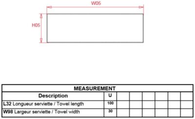 Sport Handtuch Kariban ProAct | PA 578 Grössentabelle