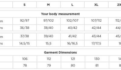 Oxford Hemd langarm Russell | 928M Grössentabelle
