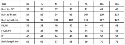 Popeline Bluse Karo langarm Premier | PR 320 Grössentabelle