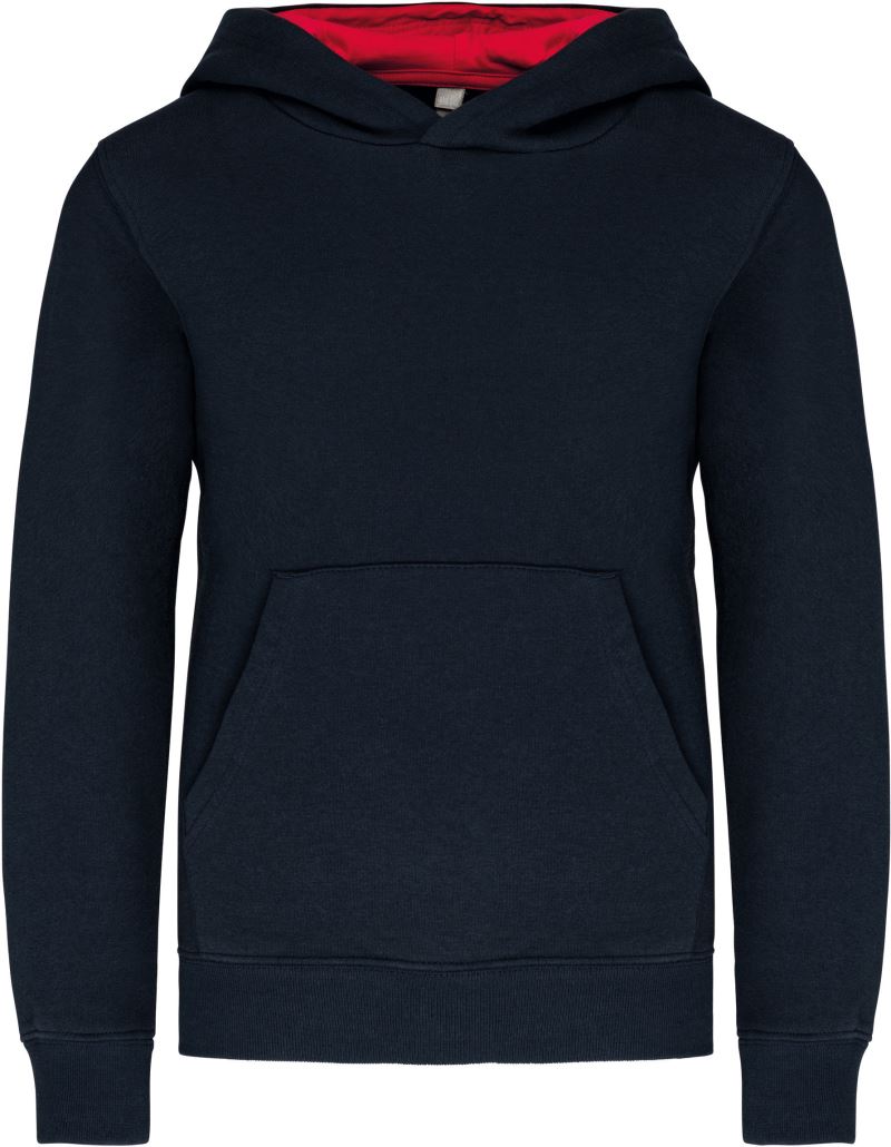 Kinder Kontrast Kapuzen Sweater Kariban | K 453