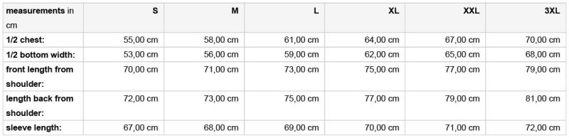 Herren Winterjacke Daiber | JN 1134 Grössentabelle Herren Winterjacke Daiber | JN 1134 Grössentabelle
