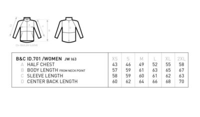 Damen 2-Lagen Softshell Jacke B&C | ID.701 /women Grössentabelle Damen 2-Lagen Softshell Jacke B&C | ID.701 /women Grössentabelle