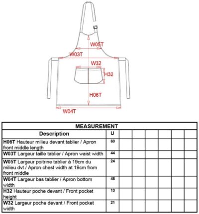 Kinder Latzschürze Kariban | K 889 Grössentabelle