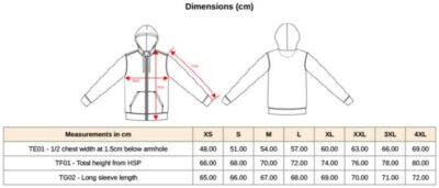 Umweltfreundliche Kapuzen Sweatjacke Kariban | K 4030 Grössentabelle Umweltfreundliche Kapuzen Sweatjacke Kariban | K 4030 Grössentabelle