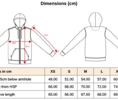 Umweltfreundliche Kapuzen Sweatjacke Kariban | K 4030 Grössentabelle Umweltfreundliche Kapuzen Sweatjacke Kariban | K 4030 Grössentabelle