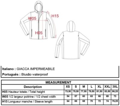 Wasserdichte Jacke Kariban | K 6104 Grössentabelle Wasserdichte Jacke Kariban | K 6104 Grössentabelle