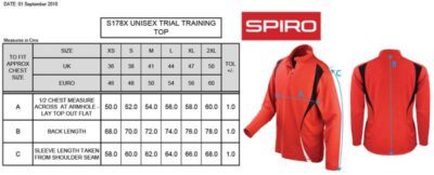 Trainings Top mit "1/4" Zip langarm Spiro | S 178X Grössentabelle Trainings Top mit "1/4" Zip langarm Spiro | S 178X Grössentabelle