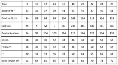 Piloten Bluse kurzarm Premier | PR 312 Grössentabelle Piloten Bluse kurzarm Premier | PR 312 Grössentabelle