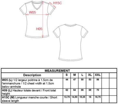 Damen V-Ausschnitt Stretch T-Shirt Kariban | K 3015 Grössentabelle