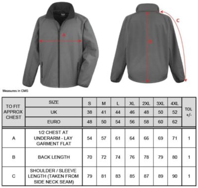 Herren 2-Lagen Softshell Jacke "Printable" Result Recycled | R 231M Grössentabelle Herren 2-Lagen Softshell Jacke "Printable" Result Recycled | R 231M Grössentabelle