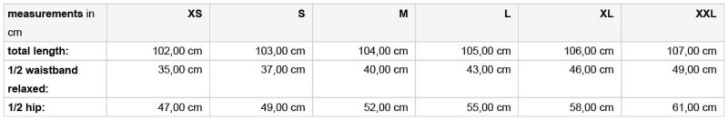 Damen Zip-Off Trekking Hose Daiber | JN 1201 Grössentabelle Damen Zip-Off Trekking Hose Daiber | JN 1201 Grössentabelle