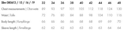 Bluse langarm Seidensticker | Blouse Slim LSL Grössentabelle