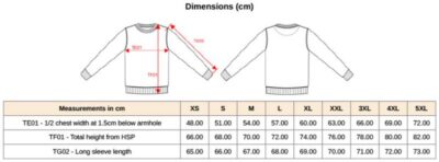 Umweltfreundlicher Sweater Kariban | K 4025 Grössentabelle Umweltfreundlicher Sweater Kariban | K 4025 Grössentabelle