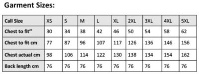 Kochjacke langarm Premier | PR 665 Grössentabelle