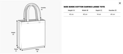 Große Bio Baumwolltasche True Blanks | Cotton Canvas Large Tote Grössentabelle Große Bio Baumwolltasche True Blanks | Cotton Canvas Large Tote Grössentabelle