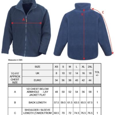 Damen Microfleece Jacke Result | R 115F Grössentabelle