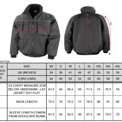 Pilotenjacke "Sabre" Result Work-Guard | R 300X Grössentabelle Pilotenjacke "Sabre" Result Work-Guard | R 300X Grössentabelle